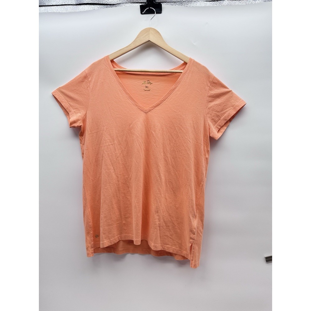 Lilly Pulitzer Meredith Tee V-Neck Top Papaya Orange Size XL NWT